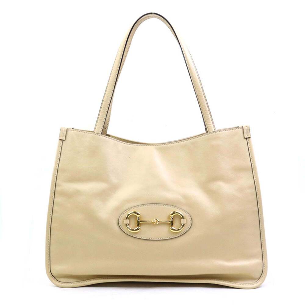 Gucci Horsebit Leather Shoulder Bag, Beige, Women's, 623694, r10906i - Picture 1 of 5